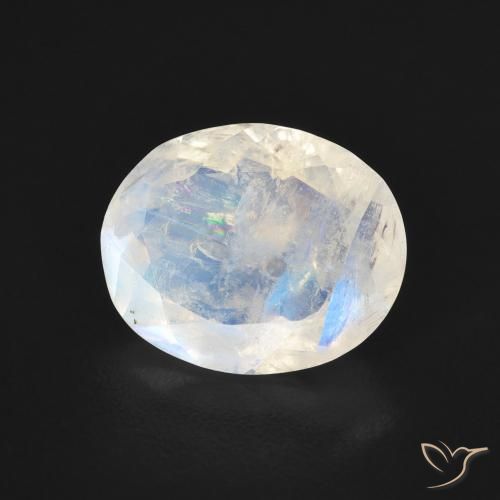 9,17 ctw natürlicher Bläulich-weiß Regenbogenmondstein, Oval, Transparent