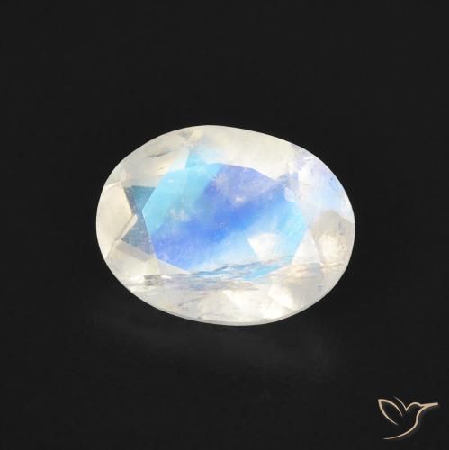 9,17 ctw natürlicher Bläulich-weiß Regenbogenmondstein, Oval, Transparent