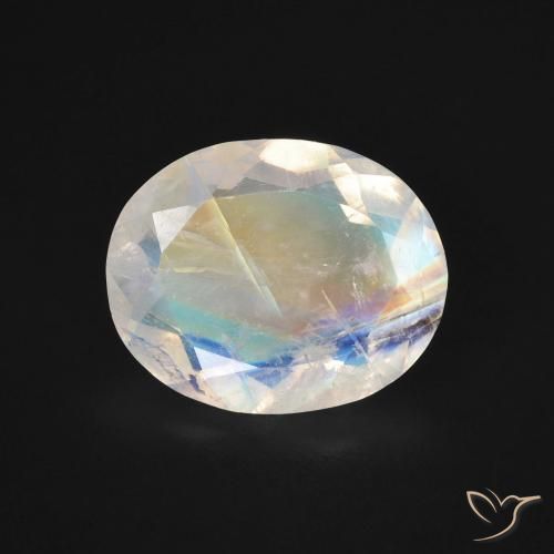 2.70ct Natürlicher Bläulich-weiß Regenbogenmondstein, Oval, Transparent