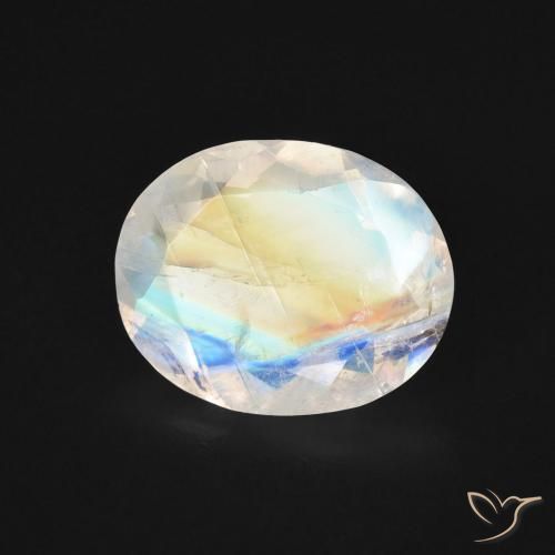 9,17 ctw natürlicher Bläulich-weiß Regenbogenmondstein, Oval, Transparent