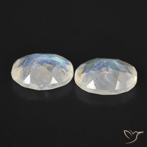 2.37 ct natürliche Bläulich-weiß Regenbogenmondstein-Edelsteine, Oval, Transparent