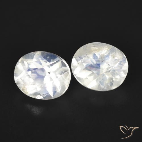 2.24 ct natürliche Bläulich-weiß Regenbogenmondstein-Edelsteine, Oval, Transparent