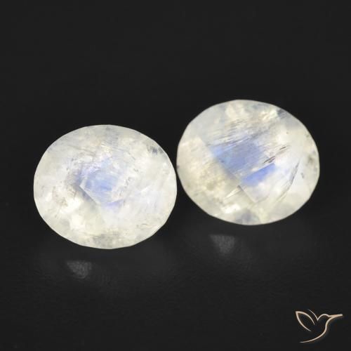 2.16 ct natürliche Bläulich-weiß Regenbogenmondstein-Edelsteine, Oval, Transparent