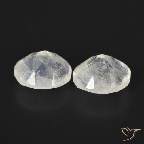 2.16 ct natürliche Bläulich-weiß Regenbogenmondstein-Edelsteine, Oval, Transparent