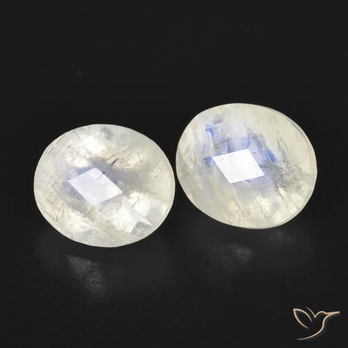 2.48 ct natürliche Bläulich-weiß Regenbogenmondstein-Edelsteine, Oval, Transparent