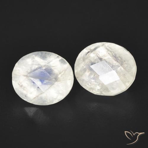 2.39 ct natürliche Bläulich-weiß Regenbogenmondstein-Edelsteine, Oval, Transparent