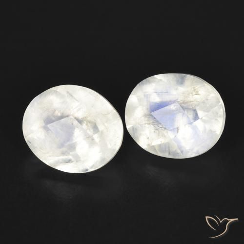 2.29 ct natürliche Bläulich-weiß Regenbogenmondstein-Edelsteine, Oval, Transparent