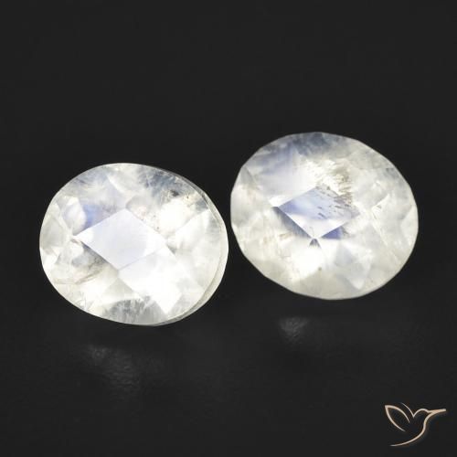 2.36 ct natürliche Bläulich-weiß Regenbogenmondstein-Edelsteine, Oval, Transparent