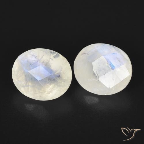 2.37 ct natürliche Bläulich-weiß Regenbogenmondstein-Edelsteine, Oval, Lichtdurchlässig