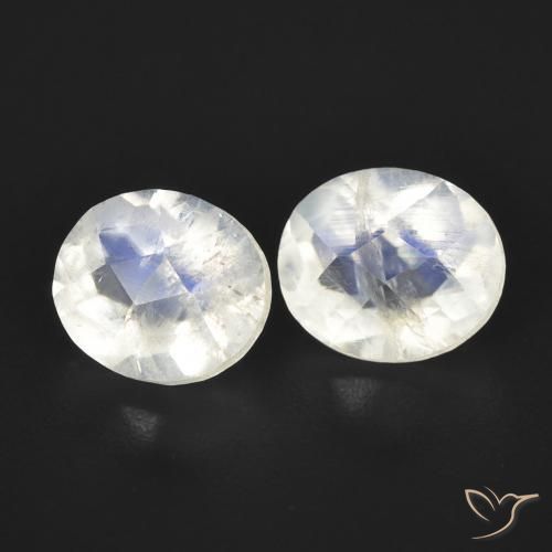 2.38 ct natürliche Bläulich-weiß Regenbogenmondstein-Edelsteine, Oval, Transparent