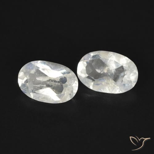 0.80 ct natürliche Bläulich-weiß Regenbogenmondstein-Edelsteine, Oval, Transparent