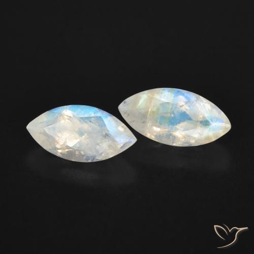1.24 ct natürliche Bläulich-weiß Regenbogenmondstein-Edelsteine, Marquise, Transparent
