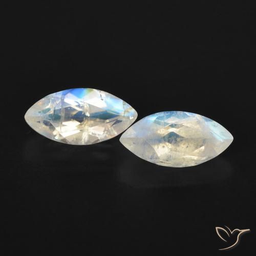 1.08ctw Natürlicher Bläulich-weiß Regenbogenmondstein, Marquise, Transparent
