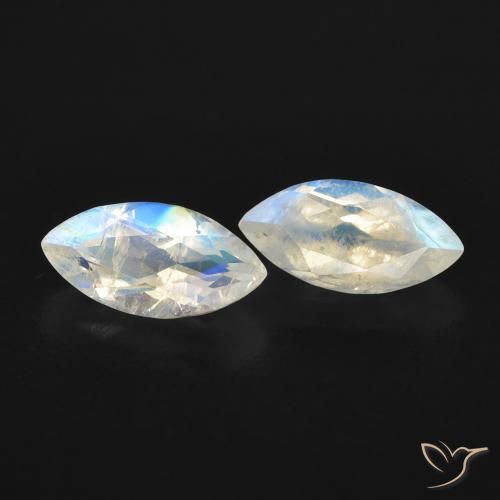 1.08 ct natürliche Bläulich-weiß Regenbogenmondstein-Edelsteine, Marquise, Transparent
