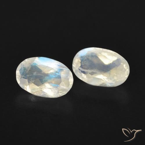 0.91 ct natürliche Bläulich-weiß Regenbogenmondstein-Edelsteine, Oval, Transparent