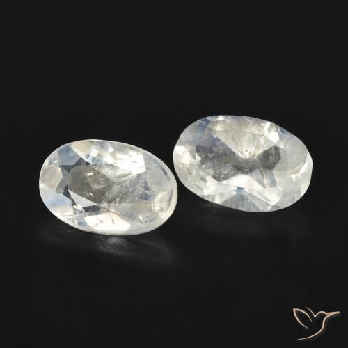 0.83 ct natürliche Bläulich-weiß Regenbogenmondstein-Edelsteine, Oval, Transparent
