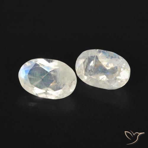 0.82 ct natürliche Bläulich-weiß Regenbogenmondstein-Edelsteine, Oval, Transparent