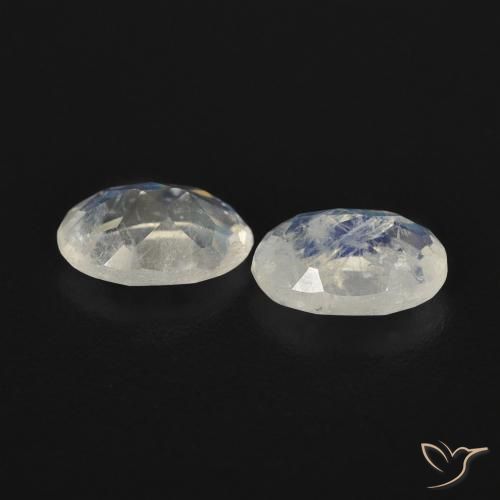0.88 ct natürliche Bläulich-weiß Regenbogenmondstein-Edelsteine, Oval, Transparent