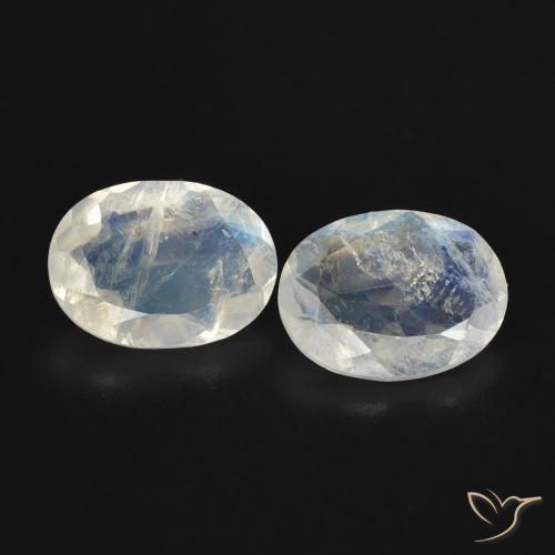 1.98 ct natürliche Bläulich-weiß Regenbogenmondstein-Edelsteine, Oval, Transparent