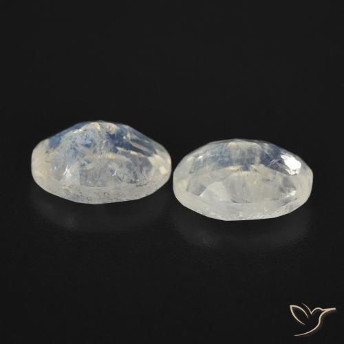2.41 ct natürliche Bläulich-weiß Regenbogenmondstein-Edelsteine, Oval, Transparent