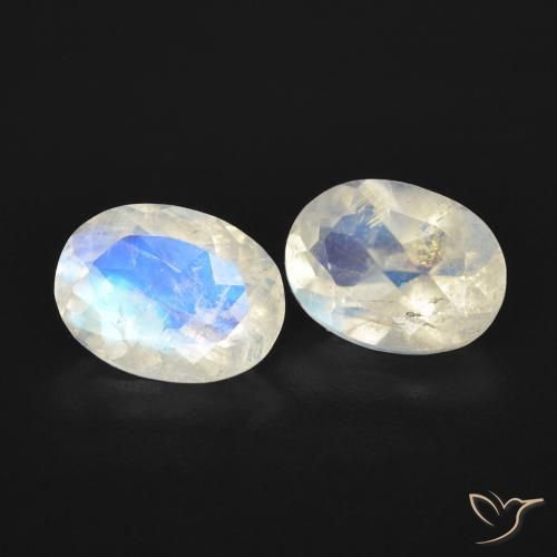2.39 ct natürliche Bläulich-weiß Regenbogenmondstein-Edelsteine, Oval, Transparent