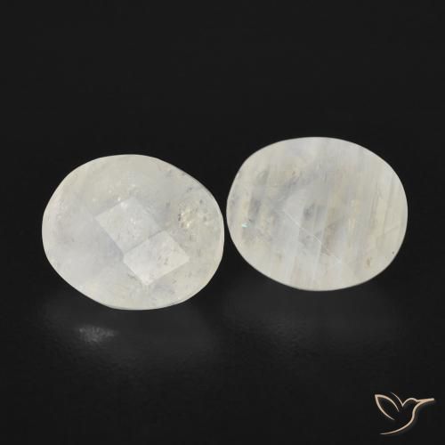 2.11ctw Natürlicher Bläulich-weiß Regenbogenmondstein, Oval, Transparent