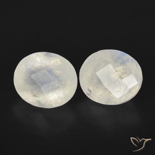 2.36ctw Natürlicher Bläulich-weiß Regenbogenmondstein, Oval, Transparent