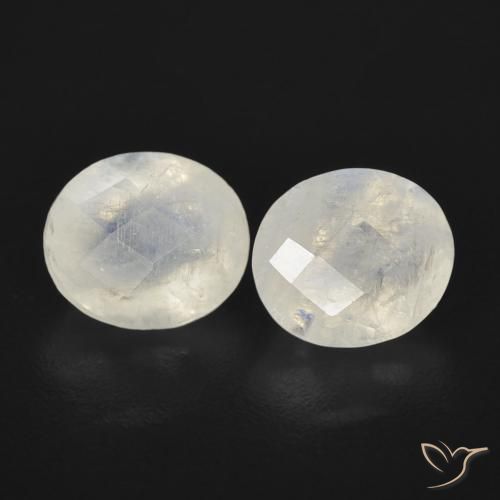 2.36 ct natürliche Bläulich-weiß Regenbogenmondstein-Edelsteine, Oval, Transparent