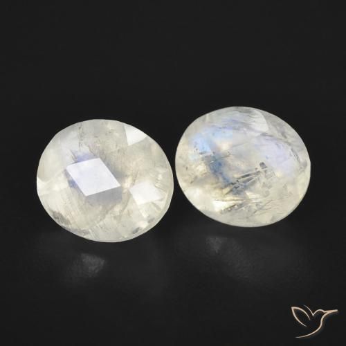 2.43 ct natürliche Bläulich-weiß Regenbogenmondstein-Edelsteine, Oval, Transparent