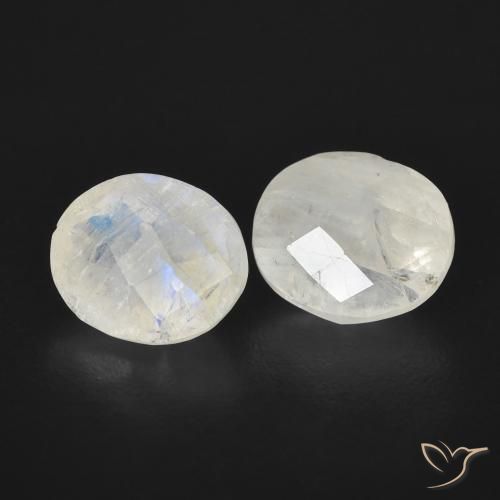 2.08 ct natürliche Bläulich-weiß Regenbogenmondstein-Edelsteine, Oval, Transparent