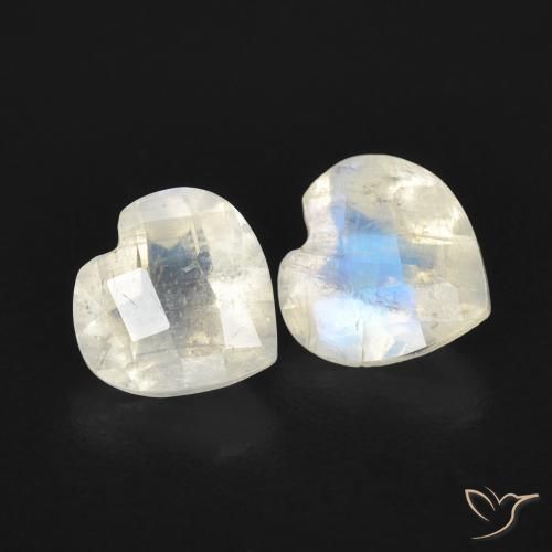 1.33 ct natürliche Bläulich-weiß Regenbogenmondstein-Edelsteine, Herz, Transparent