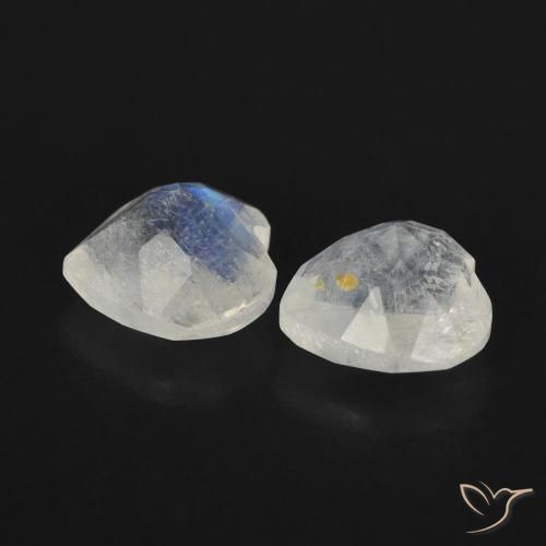 1.33 ct natürliche Bläulich-weiß Regenbogenmondstein-Edelsteine, Herz, Transparent