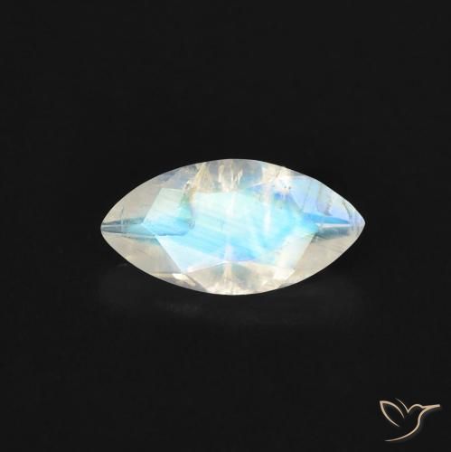0.52ct Natürlicher Bläulich-weiß Regenbogenmondstein, Marquise, Transparent