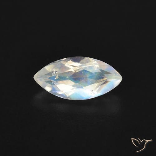 0.48ct Natürlicher Bläulich-weiß Regenbogenmondstein, Marquise, Transparent