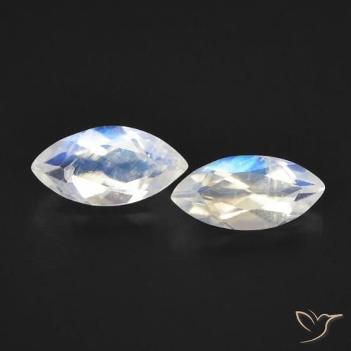 1.04ctw Natürlicher Bläulich-weiß Regenbogenmondstein, Marquise, Transparent