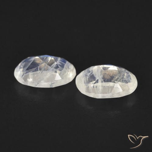0.87 ct natürliche Bläulich-weiß Regenbogenmondstein-Edelsteine, Oval, Transparent
