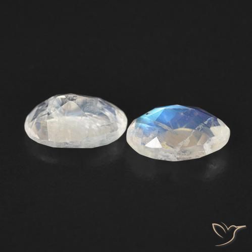 0.81 ct natürliche Bläulich-weiß Regenbogenmondstein-Edelsteine, Oval, Transparent