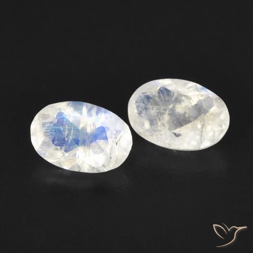 0.82 ct natürliche Bläulich-weiß Regenbogenmondstein-Edelsteine, Oval, Transparent