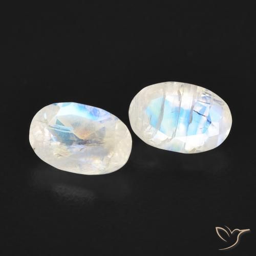 0.94 ct natürliche Bläulich-weiß Regenbogenmondstein-Edelsteine, Oval, Transparent