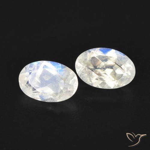 0.95 ct natürliche Bläulich-weiß Regenbogenmondstein-Edelsteine, Oval, Transparent