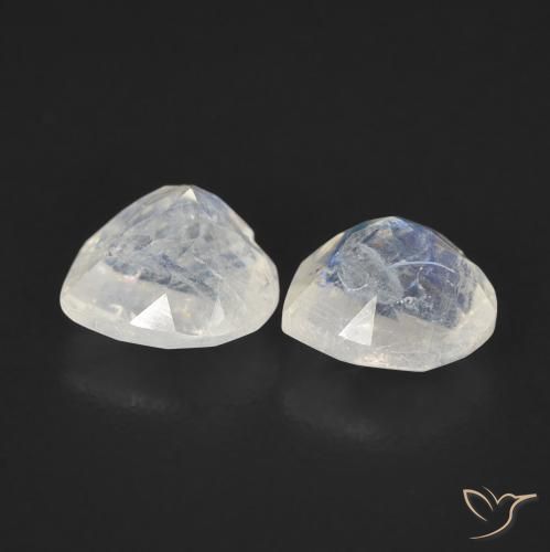 1.29 ct natürliche Bläulich-weiß Regenbogenmondstein-Edelsteine, Herz, Transparent