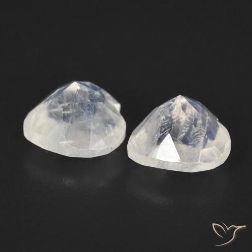1.48 ct natürliche Bläulich-weiß Regenbogenmondstein-Edelsteine, Herz, Transparent