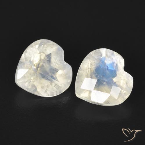 1.40 ct natürliche Bläulich-weiß Regenbogenmondstein-Edelsteine, Herz, Transparent
