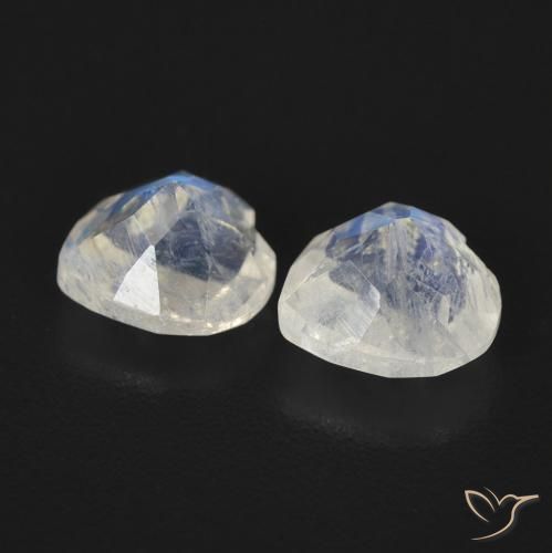 1.40 ct natürliche Bläulich-weiß Regenbogenmondstein-Edelsteine, Herz, Transparent