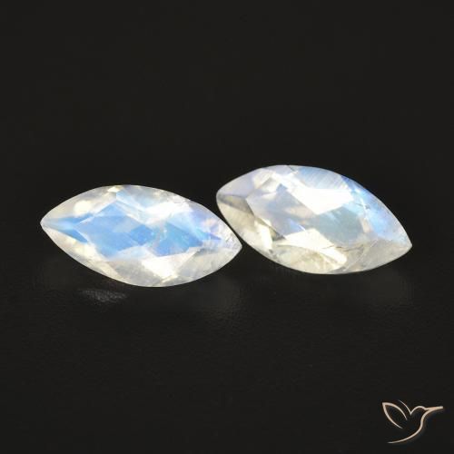 0.97ctw Natürlicher Bläulich-weiß Regenbogenmondstein, Marquise, Transparent, Photo A