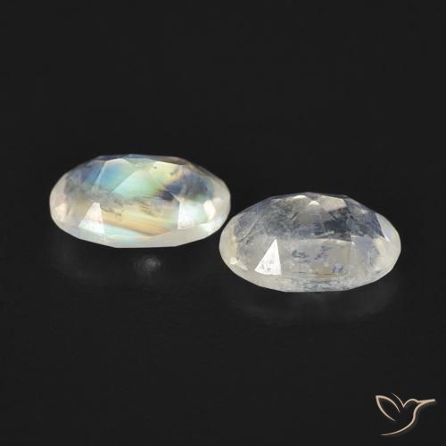 0.94 ct natürliche Bläulich-weiß Regenbogenmondstein-Edelsteine, Oval, Transparent
