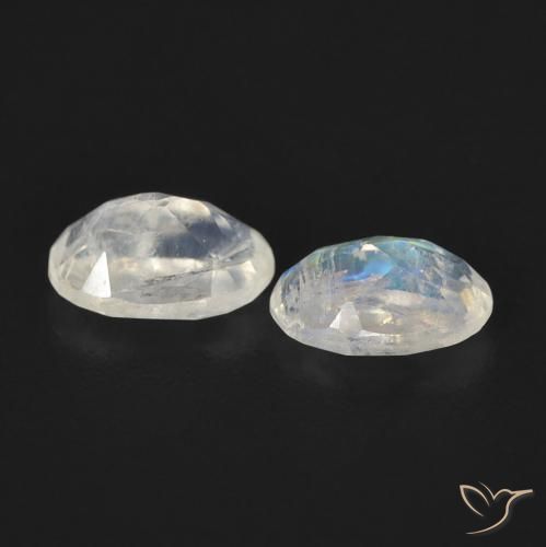 0.88 ct natürliche Bläulich-weiß Regenbogenmondstein-Edelsteine, Oval, Transparent