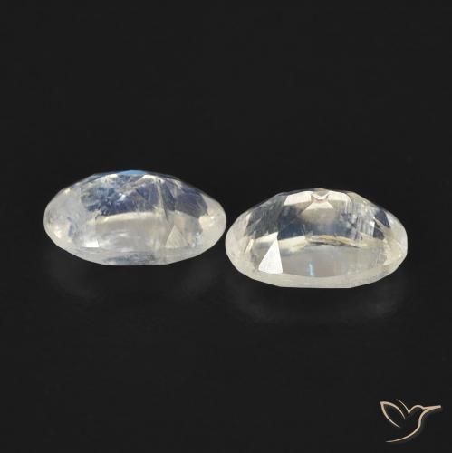 0.80 ct natürliche Bläulich-weiß Regenbogenmondstein-Edelsteine, Oval, Transparent