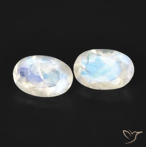 0.85 ct natürliche Bläulich-weiß Regenbogenmondstein-Edelsteine, Oval, Transparent