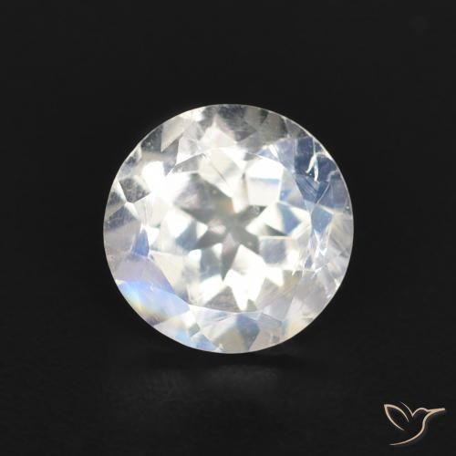 0.84ct Natürlicher Bläulich-weiß Regenbogenmondstein, Runden, Transparent